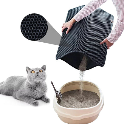 Waterproof Cat Litter Mat – Double Layer Honeycomb Litter Trapping Mat for Cats, Easy Clean Anti-Slip Cat Litter Catcher Rug