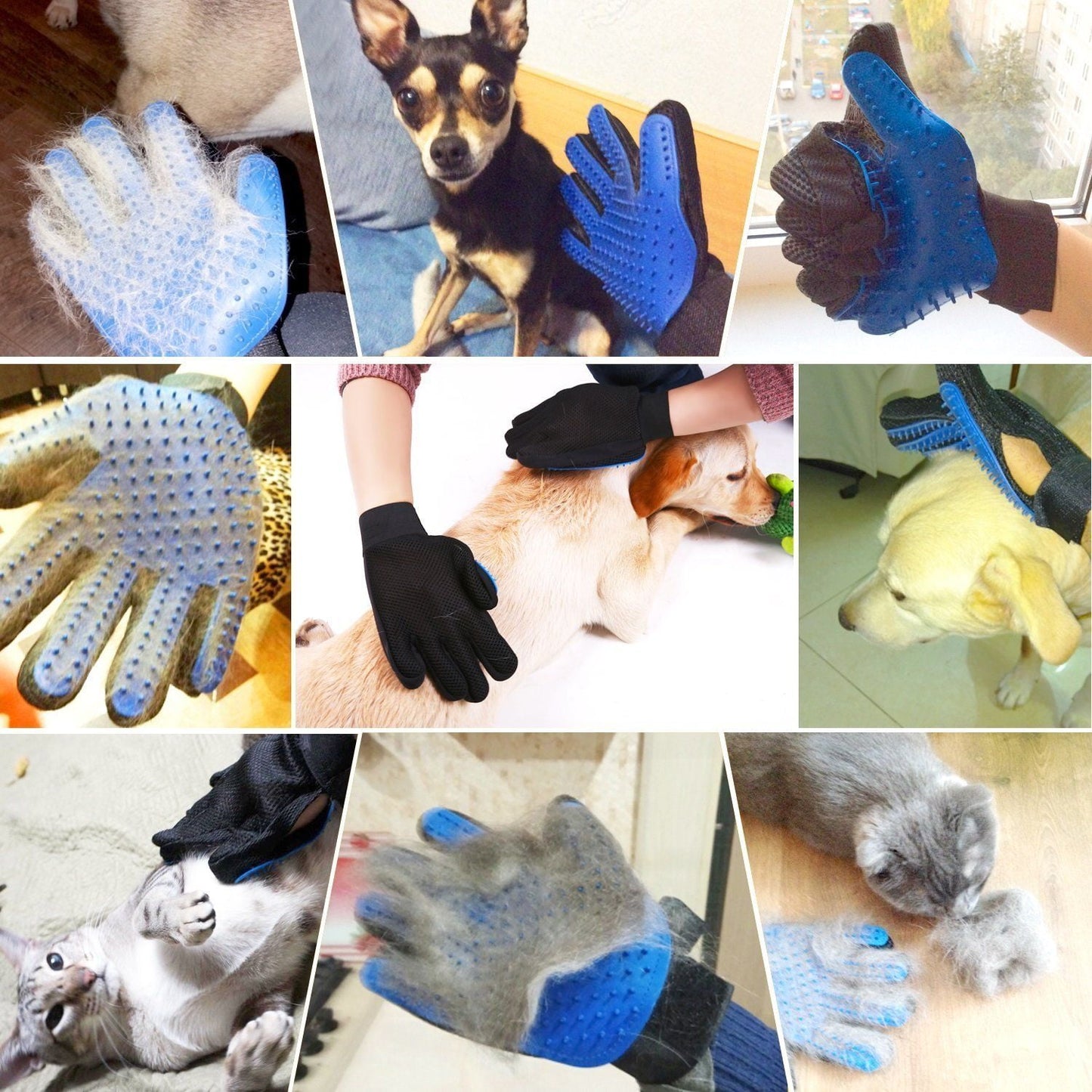 Pet Grooming Gloves for Dogs & Cats – Deshedding Brush Mitts with Silicone Tips for Hair Removal, Bath Massage & Fur Cleaning