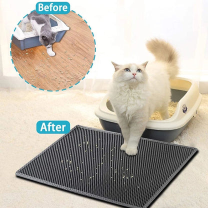 Waterproof Cat Litter Mat – Double Layer Honeycomb Litter Trapping Mat for Cats, Easy Clean Anti-Slip Cat Litter Catcher Rug