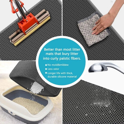 Waterproof Cat Litter Mat – Double Layer Honeycomb Litter Trapping Mat for Cats, Easy Clean Anti-Slip Cat Litter Catcher Rug