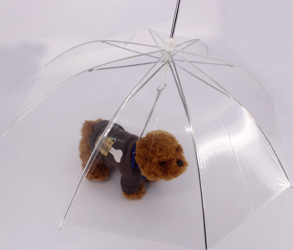 Premium Dog Umbrella Leash – Transparent Waterproof Pet Umbrella with Built-In Chain Leash for Small & Medium Dogs, Rain Protection Walking Cover