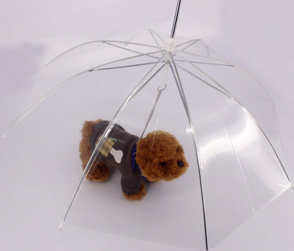 Premium Dog Umbrella Leash – Transparent Waterproof Pet Umbrella with Built-In Chain Leash for Small & Medium Dogs, Rain Protection Walking Cover