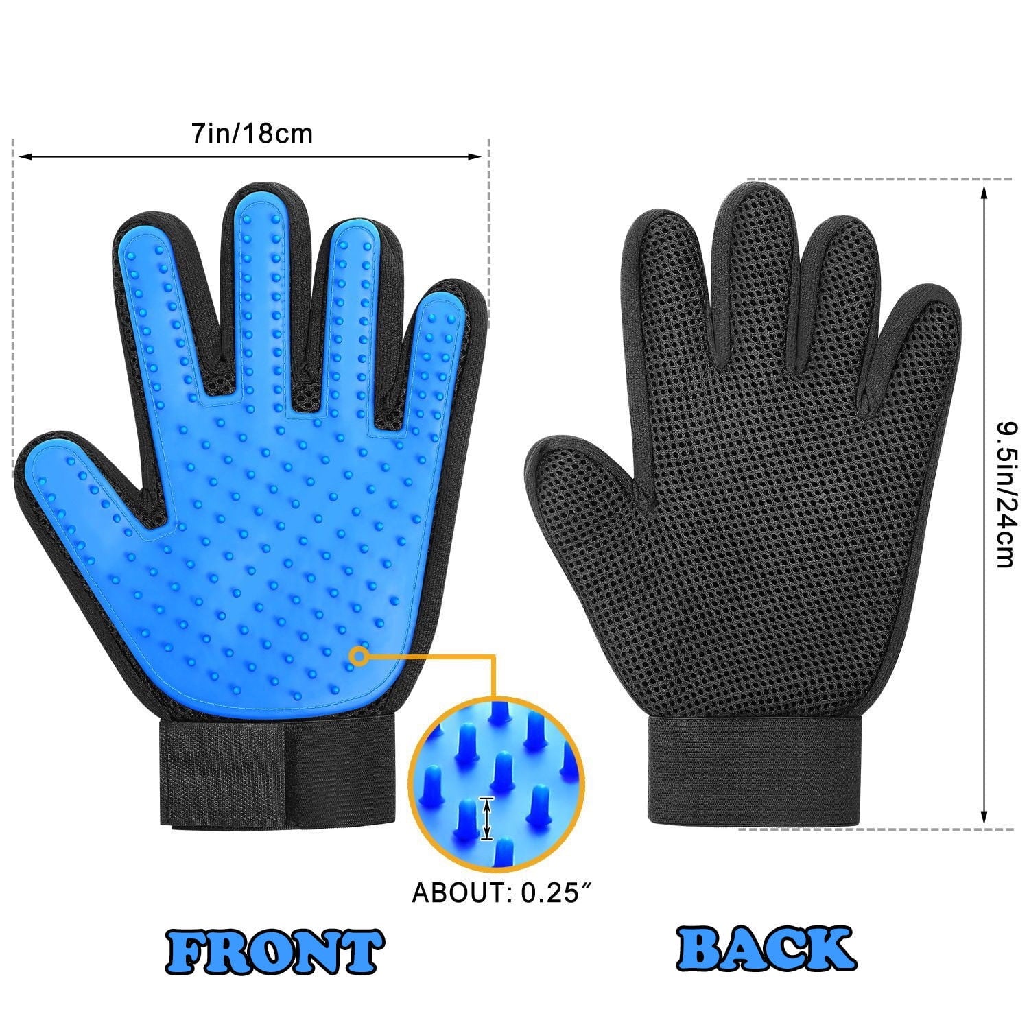 Pet Grooming Gloves for Dogs & Cats – Deshedding Brush Mitts with Silicone Tips for Hair Removal, Bath Massage & Fur Cleaning