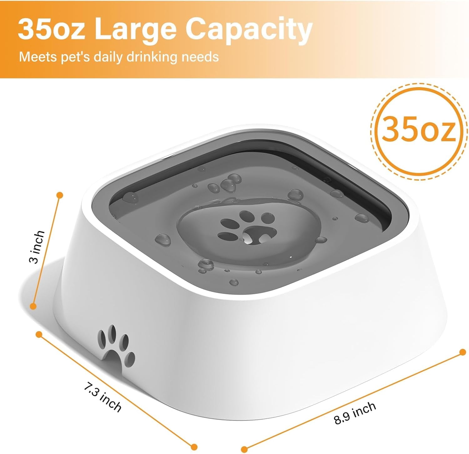 No Spill Dog Water Bowl – Slow Drinking Pet Water Bowl for Dogs & Cats, Splash Proof Portable Travel Water Dispenser with Floating Disk & Non-Slip Base (70oz/2L)