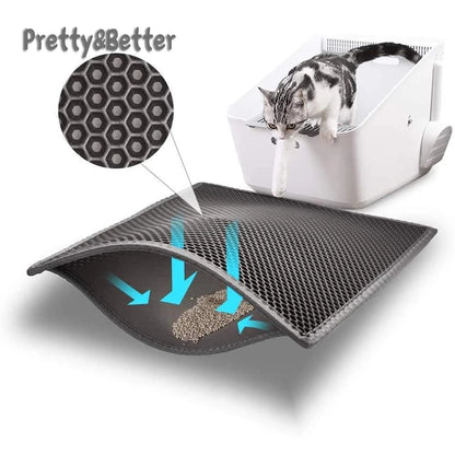 Waterproof Cat Litter Mat – Double Layer Honeycomb Litter Trapping Mat for Cats, Easy Clean Anti-Slip Cat Litter Catcher Rug
