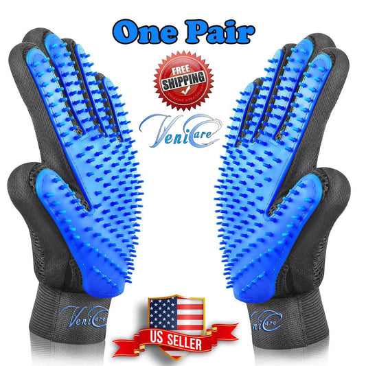 Pet Grooming Gloves for Dogs & Cats – Deshedding Brush Mitts with Silicone Tips for Hair Removal, Bath Massage & Fur Cleaning