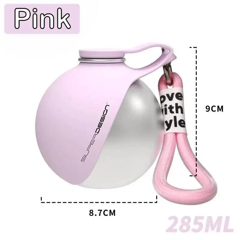 Portable Dog Water Bottle for Walking & Travel | Leakproof Stainless Steel Pet Water Dispenser with Folding Bowl & Lanyard