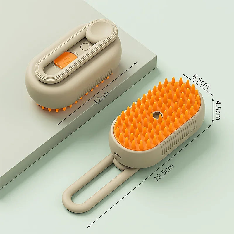 3-in-1 Steam Cat Brush – Electric Pet Grooming Spray Brush with Steam Mist, Hair Removal Comb & Massage Brush for Cats and Dogs