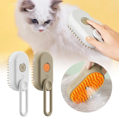 3-in-1 Steam Cat Brush – Electric Pet Grooming Spray Brush with Steam Mist, Hair Removal Comb & Massage Brush for Cats and Dogs