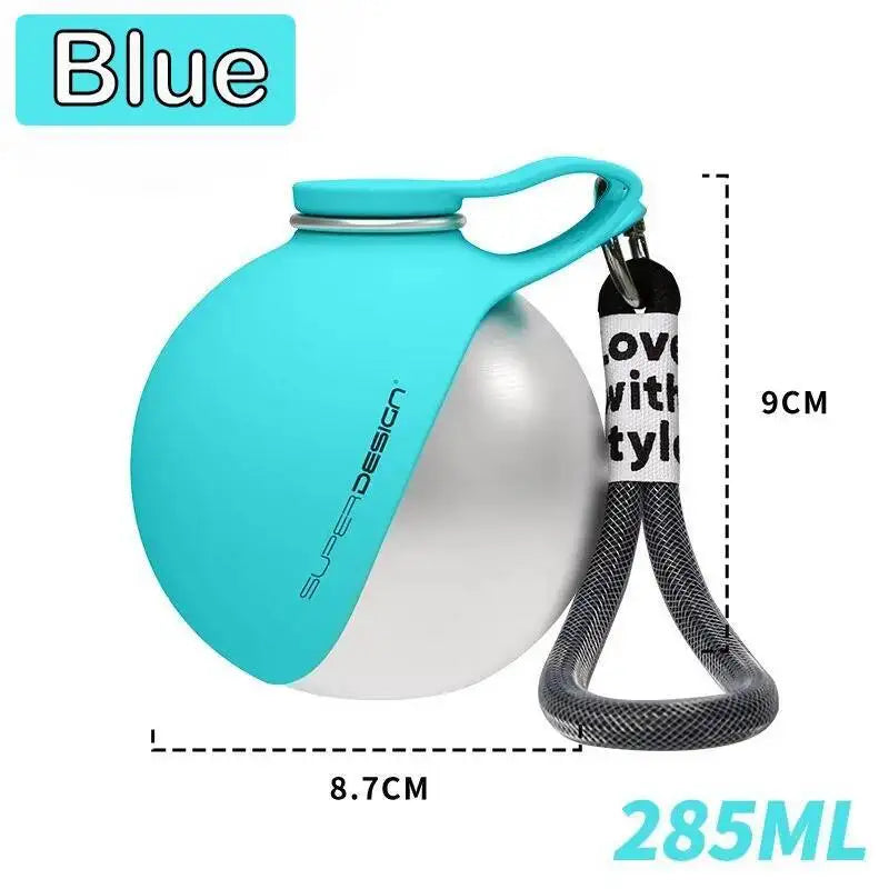Portable Dog Water Bottle for Walking & Travel | Leakproof Stainless Steel Pet Water Dispenser with Folding Bowl & Lanyard