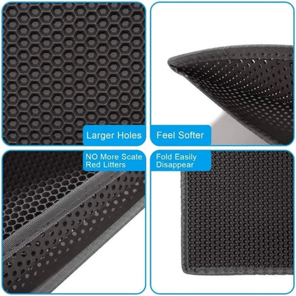 Waterproof Cat Litter Mat – Double Layer Honeycomb Litter Trapping Mat for Cats, Easy Clean Anti-Slip Cat Litter Catcher Rug