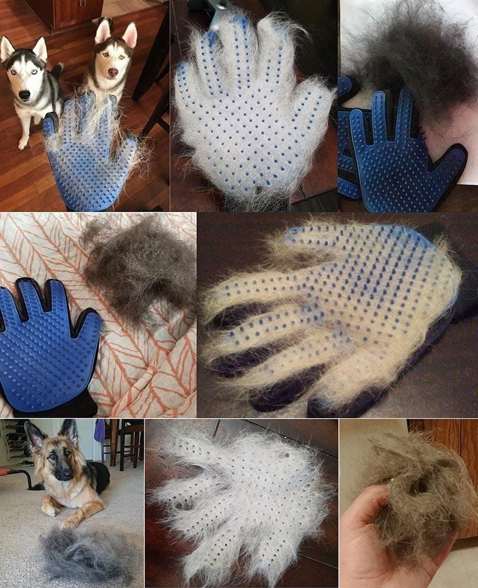 Pet Grooming Gloves for Dogs & Cats – Deshedding Brush Mitts with Silicone Tips for Hair Removal, Bath Massage & Fur Cleaning
